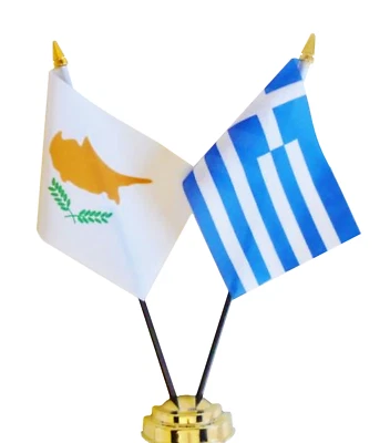 Cyprus & Greece Double Friendship Table Flag Set - Image 1 of 3