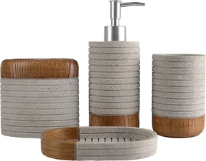 Bathroom Accessories Set,Toothbrush Holder,Farmhouse Bathroom Decor,4 Pcs Resin - Picture 1 of 12