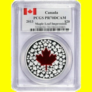 2013 Canada 20 $ Silver MAPLE IMPRESSION PCGS PR 70 Dcam FLAG LABEL MINT BOX - Bild 1 von 2