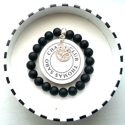 Thomas Sabo Armband Obsidian 925 Silber Charm Vögel Hochzeitstauben - Bild 1 von 4