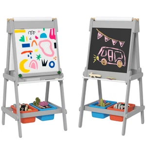 Double Sided Art Easel for Toddlers with Whiteboard & Chalkboard - Picture 1 of 11