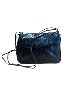 Bolso de hombro pequeño vintage genuino de piel de anguila negro Foto 1 de 4