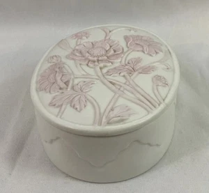 Feines Porzellan Schmuckkästchen Behälter mit Deckel Rosa Rosen Made in Mexico - Bild 1 von 10
