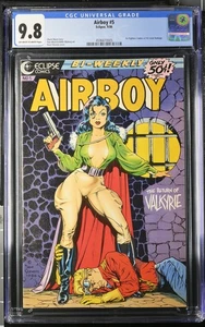 Copertina Airboy #5 Eclipse 1986 CGC 9.8 OWW Dave Stevens Valkyrie Return - Foto 1 di 2