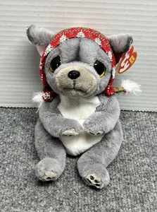 Ty Beanie Baby Bellies NORDIC the Christmas French Bulldog Dog 6" Plush - Picture 1 of 5