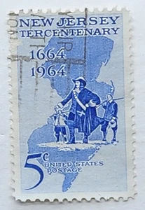 NEW JERSEY TERCENTENARY 5 Cent Single Stamp-SCOTT # 1247- Used - Picture 1 of 3