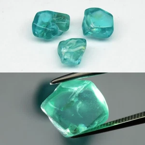 💎 10.75ct 3pcs Lot Rough Natural Bluish Green Apatite - Unheated, Africa Gems - Picture 1 of 6
