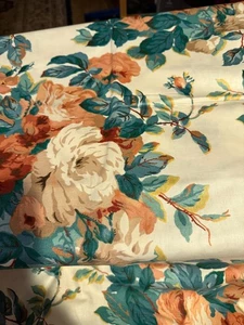Vintage A Ramm Fabric Made England FLOWERS AND LEAVES 54" X 2 YDS.16" - Picture 1 of 4