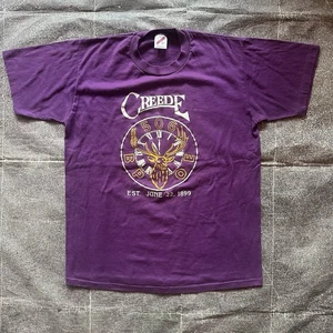 Mens Vintage 90s Jerzees Creede Colorado Elks Lodge BPOE Purple T Shirt Tee Sz L - Picture 1 of 4