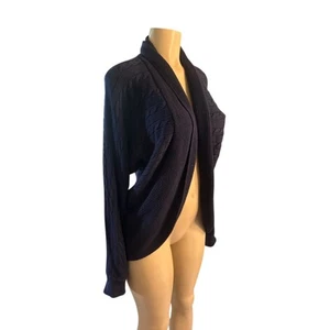 Damen L Lauren Ralph Lauren marineblau Zopfmuster vorne offen Cocoon Cardigan Pullover - Bild 1 von 6