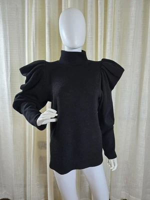 Suéter de hombro hinchado Express para mujer negro talla GRANDE Foto 1 de 4