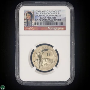 2015-W Mowhawk Iron Workers Dollar NGC SP 70 Enhanced Finish Coin & Currency set - Picture 1 of 2