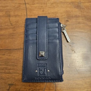 Stone Mountain Blue Leather Wallet Snap Card Holder Coin Purse ID Holder Small - Picture 1 of 4