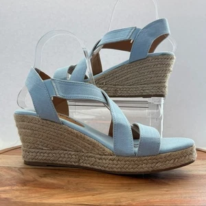 Serra Espadrille leichte Keilsandalen himmelblau Damengröße 8 geflochten Jute Stretch - Bild 1 von 11