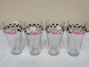 Rare Coca Cola Black Checkered Racing Drinking Glass in Excellent Cond. 6”T - Picture 1 of 5