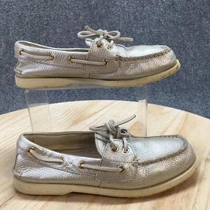 Sperry Shoes Womens 6.5 M Top Sider Conway Casual Lace Up Boat Silver Leather - Picture 1 of 18