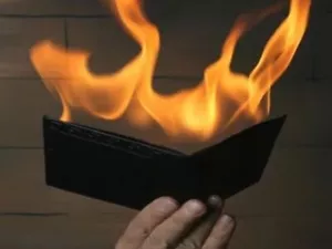 PROFESSIONAL FIRE WALLET Deluxe Leather Magic Trick Flaming NEW Watch!! - Picture 1 of 1
