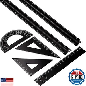 6 Pcs Triangular Ruler Set 12 Inch Engineering Scale Aluminum Architect Draft - Picture 1 of 5