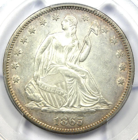 1865-P Seated Liberty Half Dollar 50C 1865 - PCGS AU Details - Civil War Date Cover