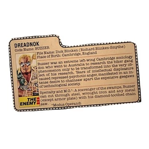 Tarjeta de archivo GI Joe Cobra Buzzer Dreadnok 1985 - Imagen 1 de 2