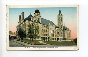 Fall River MA Mass Copper Windows, BMC Durfee High School, clock tower, postcard - Picture 1 of 2