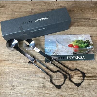 Juego de servir ensaladas de dos piezas Parte Inversa (ino inoxidable 18/10) de Ameico - Raro Foto 1 de 4