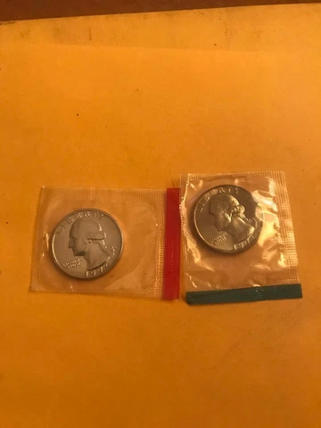 1974 P+D WASHINGTON QUARTER UNCIRCULATED STILL IN MINT CELLO L@@K Cover