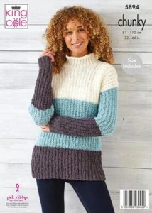 Suéter y Cárdigan King Cole Grueso Tejido Patrón Talla Incluido 5894 - Imagen 1 de 2
