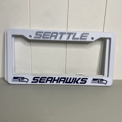 Seattle Seahawks quadro de placa de licença de plástico cor completa branco equipamento para fãs da NFL - Imagem 1 de 4