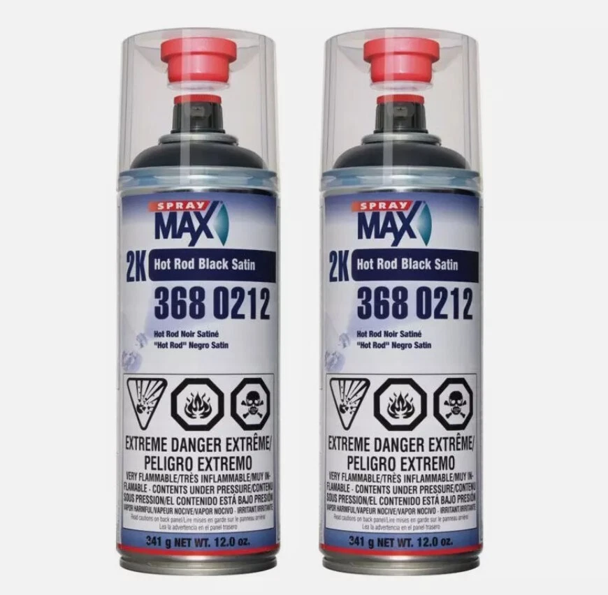 SprayMax 3680212 2K Hot Rod Satin Black Aerosol 12 oz. (2 Pack) - Image 1 of 1