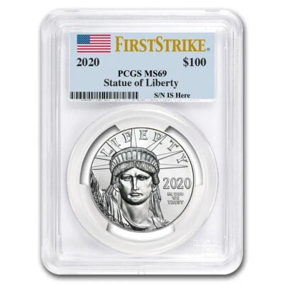 2020 1 oz .9995 Fine Platinum American $100 Eagle Coin PCGS MS69 - In Stock - Image 1 of 3