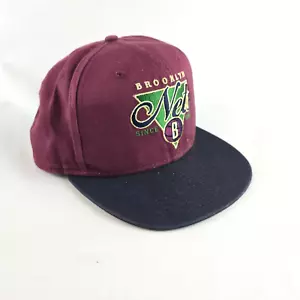 Brooklyn Nets Hat Mens Snapback Adjustable New Era Maroon Script NBA 9Fifty - Picture 1 of 12