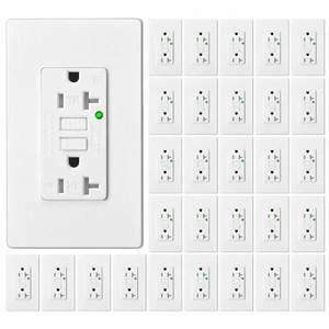 GFI GFCI Outlet 20Amp 125-Volt Tamper Resistant Receptacle with Plate 30Pack NEW - Picture 1 of 12