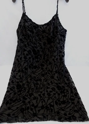 Vintage Black Textured Velvet Floral Design NY&CO Strappy Dress Womens Sz 16 - Image 1 of 4