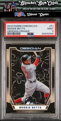2019 Panini Chronicles Obsidian 51 Mookie Betts Obsidian Orange /50 PSA 9 - Image 1 of 2