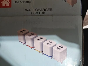 Wall Chargers Dual USB NEW Purple, Yellow, Silver, Blue or Orange - Picture 1 of 2
