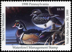 Pennsylvania #16 1998 patos de madera sello de pato estatal por Gerald Putt - Imagen 1 de 1