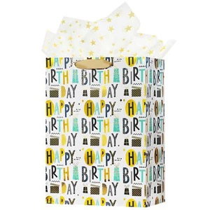 12.6" Medium Happy Birthday Gift Bag with Handles for Women Men Kids Boy Girl... - Picture 1 of 5