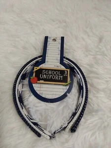 School Uniform 3-Piece Blue & White Headbands Approximately 3/4" BNWT! - Picture 1 of 4