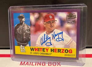 Whitey Herzog 2022 Topps Archives Fan Favorites Purple SP On-Card Auto 135/150