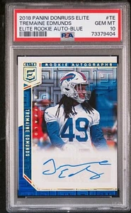 2018 Elite Auto Blue Rc Tremaine Edmunds PSA 10 #d 10/10 Pop 1 = 1/1 Bills - Picture 1 of 2