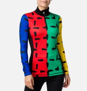 ๐ค ROSSIGNOL JCC Bessi Half Zip Ski Top Bold Multi Colorblock Print L 42FR EU40 - Picture 1 of 5