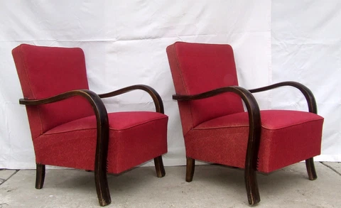 Pair of Art Deco Armchairs. Club Cocktail Chairs. Antique Vintage 1920 Halabala Cover