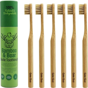 Gaia Guy Natural Bristle Bamboo Toothbrush - Totally Biodegradable and Planet... - Picture 1 of 12
