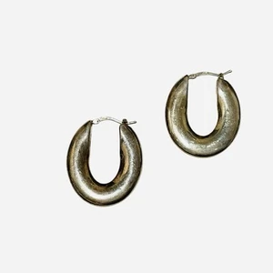 Milor Italy 950 Hoop Earrings Oval Polished Sterling Silver Hollow 5g - Picture 1 of 5