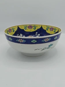 Antico piatto porcellana Meiji Taisho Yamatoku uccellini fiori dipinto a mano marcato - Foto 1 di 15
