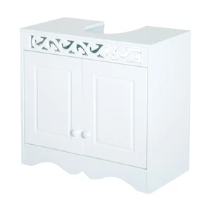 White Wooden Under Sink Cabinet 60x30x56cm Double Door Bathroom Storage Unit - Picture 1 of 9