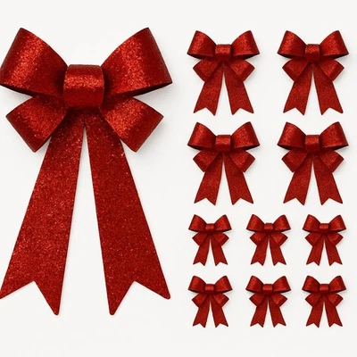 Fiocchi per Albero Di Natale 11 Pezzi Fiocchi Natalizi GlitteratI O PAIETTATI - Immagine 1 di 4