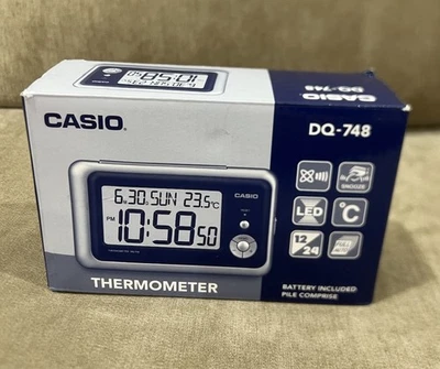 Casio Large Digital Thermometer Desk Clock DQ 748 Batteries Included - Image 1 of 4