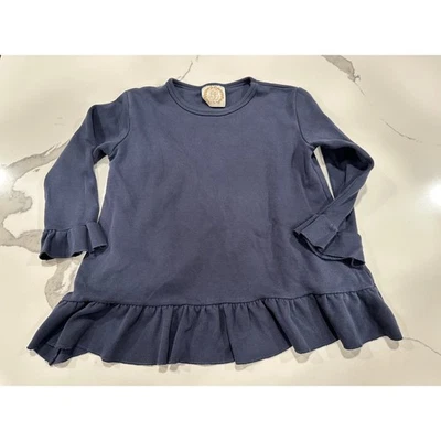 The Beaufort Bonnet Company Girls Navy Blue Ruffle Hem Long Sleeve Top Size 6 - Image 1 of 4